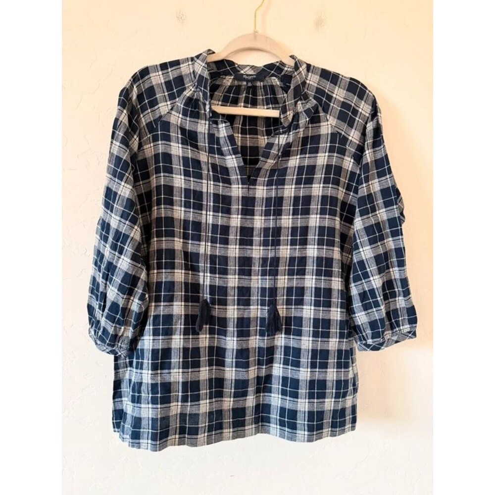 Madewell Plaid Navy Blouse Size XS